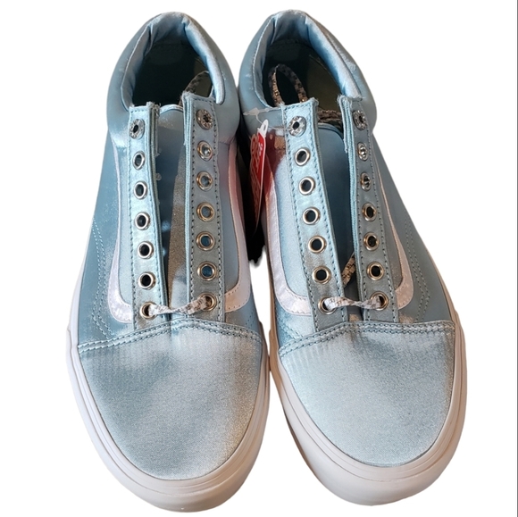 Vans Old Skool Platform Sparkle Check Sneakers Light Blue - Picture 2 of 7